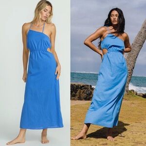 NEW BILLABONG True Blue Maxi Dress Azure Women's Swim Beach Travel  Medium